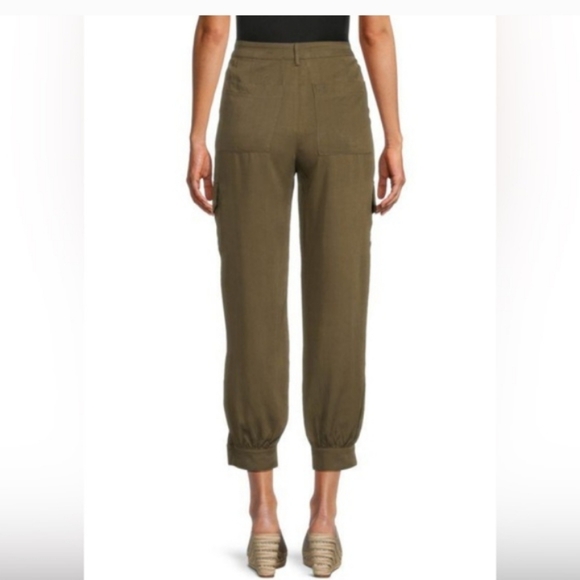 Etienne Marcel Olive Army Green Lightweight Crop Ankle Snap Cargo Pants NWT 27 - Picture 2 of 9